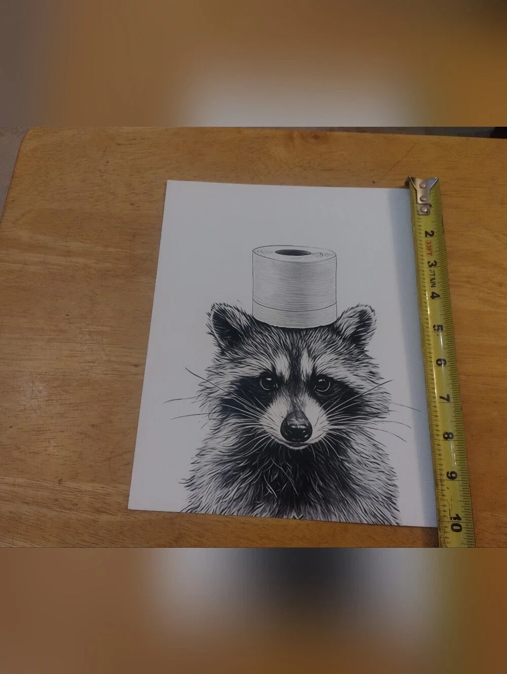 Funny Raccoon Bathroom Wall Art Print Toilet Paper Decor 8x10